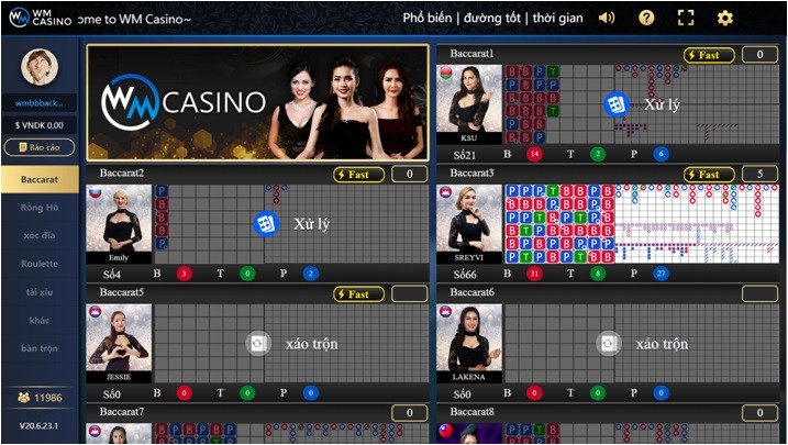 Một số game casino hấp dẫn tại Wm Casino